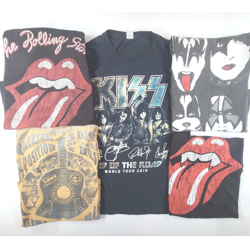Lot Of 5 Mens Rock Band T Shirt Small Multicolor Rolling Stones Woodstock Tee